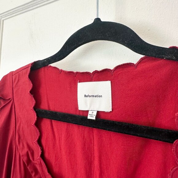 Reformation | Elianna Cotton Top Blouse in Chianti Burgundy Red Wine Size 2 $188 - Picture 6 of 7